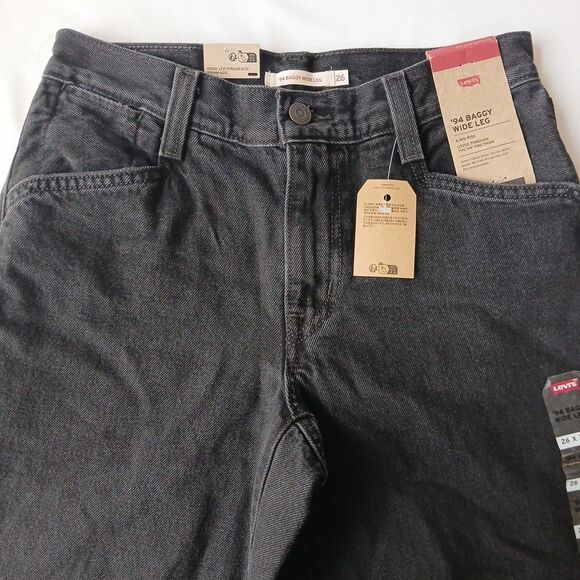 Levi's Woman's '94 Baggy Wide Leg Black Jeans 26X31 NWT Vintage Retro Inspired - Picture 6 of 9